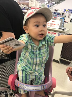 「Handmade（ハンドメイド）のアイテム（キャップ）」を使った、音葉OTOHAさん（キッズ・80cm）の春コーディネート