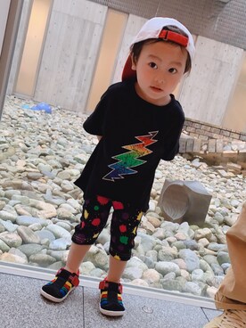 「MIKI HOUSE（ミキハウス）のアイテム（キャップ）」を使った、音葉OTOHAさん（キッズ・74cm）の夏コーディネート