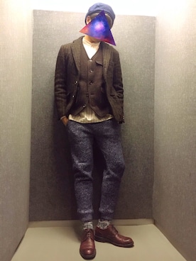 「Lee（リー）のアイテム（ハンチング/ベレー帽）」を使った、jyunichiさん（メンズ・177cm）の冬コーディネート