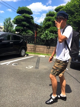 「Lee（リー）のアイテム（ハンチング/ベレー帽）」を使った、jyunichiさん（メンズ・177cm）の夏コーディネート