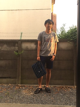 「Lee（リー）のアイテム（ハンチング/ベレー帽）」を使った、jyunichiさん（メンズ・177cm）の夏コーディネート