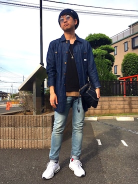 「リーバイス501」｜「アイテム（ハンチング/ベレー帽）」を使った、jyunichiさん（メンズ・177cm）の春コーディネート