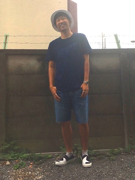 「501(R)T（ゴーマルイチティー）のアイテム」を使った、jyunichiさん（メンズ・177cm）の夏コーディネート