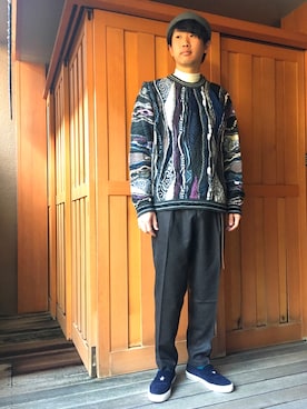 「CONVERSE ADDICT（コンバースアディクト）のアイテム（スリッポン）」を使った、jyunichiさん（メンズ・177cm）の冬コーディネート