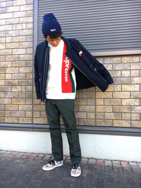 「Rebuild by Needles（リビルドバイニードルス）のアイテム（パンツ）」を使った、jyunichiさん（メンズ・177cm）の冬コーディネート