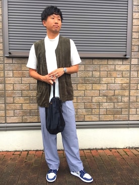 「BEAMS BOY（ビームスボーイ）のNAPRON / ミリタリー クレイジー ペイシェント バッグ（ハンドバッグ）」を使った、jyunichiさん（メンズ・178cm）の夏コーディネート