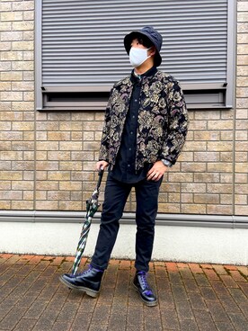 「Needles（ニードルス）のアイテム（ブルゾン）」を使った、jyunichiさん（メンズ・177cm）の冬コーディネート