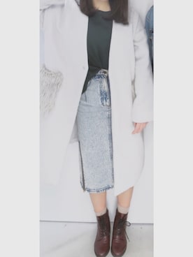 「LEPSIM（レプシィム）のアイテム（チェスターコート）」を使った、momoさん（レディース・157cm）の冬コーディネート
