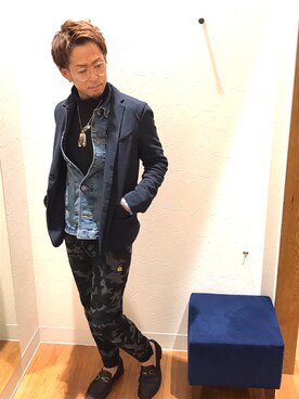 「青系コーデ」｜テツさん（メンズ・170cm）の冬コーディネート