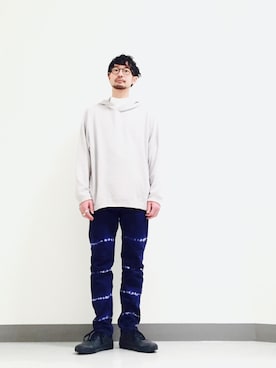 「BEAUTY&YOUTH UNITED ARROWS（ビューティーアンドユースユナイテッドアローズ）のBY コットン ビッグ ニットパーカー（ニット/セーター、グレー系）」を使った、Shirou Takemotoさん（メンズ・171cm）の冬コーディネート