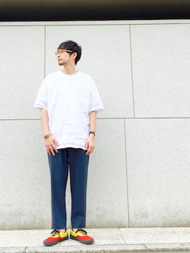 「BEAUTY&YOUTH UNITED ARROWS（ビューティーアンドユースユナイテッドアローズ）のアイテム（シャツ/ブラウス、ホワイト系）」を使った、Shirou Takemotoさん（メンズ・171cm）の春コーディネート