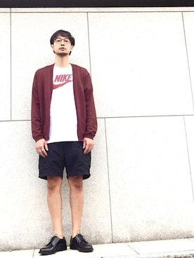 「BEAUTY&YOUTH UNITED ARROWS（ビューティーアンドユースユナイテッドアローズ）のBY ウォッシャブル ノーボタン カーディガン（カーディガン/ボレロ、ブラウン系）」を使った、Shirou Takemotoさん（メンズ・171cm）の夏コーディネート