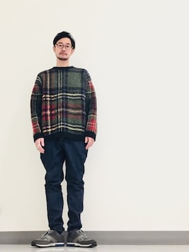 「usedのアイテム（ニット/セーター、その他）」を使った、Shirou Takemotoさん（メンズ・171cm）の冬コーディネート