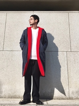 「usedのアイテム（ジャケット/アウター、ブルー系）」を使った、Shirou Takemotoさん（メンズ・171cm）の冬コーディネート