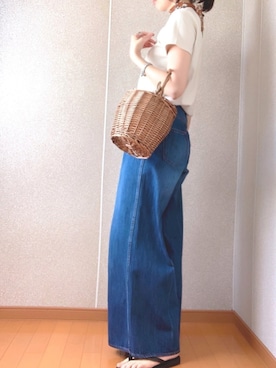 「バンダナ」｜「アイテム（ビーチサンダル）」を使った、ももたさん（レディース・170cm）の夏コーディネート