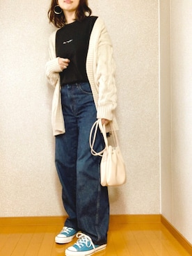 「アイテム（リング）」を使った、ももたさん（レディース・170cm）の秋コーディネート