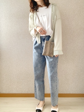 「ツータックパンツ」｜ももたさん（レディース・170cm）の春コーディネート