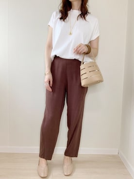 「LOWRYS FARM（ローリーズファーム）のウッドバングル　880326（バングル/リストバンド）」を使った、ももたさん（レディース・170cm）の夏コーディネート