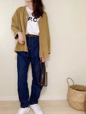 「A.P.C.」｜「アイテム（ブルゾン）」を使った、ももたさん（レディース・170cm）の秋コーディネート