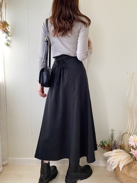 「メロートップス」｜「アイテム（ブーツ）」を使った、ももたさん（レディース・170cm）の秋コーディネート