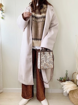 「オーバーサイズコート」｜「アイテム（ブーツ）」を使った、ももたさん（レディース・170cm）の秋コーディネート