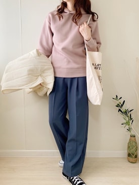 「URBAN RESEARCH Sonny Label（アーバンリサーチサニーレーベル）のポンチルーズパーカー2（Tシャツ/カットソー）」を使った、ももたさん（レディース・170cm）の冬コーディネート