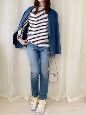 「春めきシューズ」｜「アイテム（セットアップ）」を使った、ももたさん（レディース・170cm）の春コーディネート