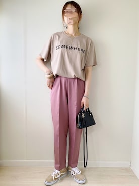 「LOWRYS FARM（ローリーズファーム）のウッドバングル　880326（バングル/リストバンド）」を使った、ももたさん（レディース・170cm）の春コーディネート