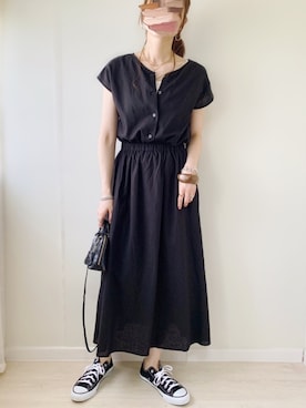 「LOWRYS FARM（ローリーズファーム）のウッドバングル　880326（バングル/リストバンド）」を使った、ももたさん（レディース・170cm）の夏コーディネート