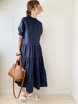 「LOWRYS FARM（ローリーズファーム）のウッドバングル　880326（バングル/リストバンド）」を使った、ももたさん（レディース・170cm）の夏コーディネート