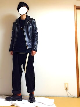 「RAGEBLUE（レイジブルー）の＜トレンドのロング丈＞ワッフルロングカットソー/733404（Tシャツ/カットソー）」を使った、tebaさん（メンズ・166cm）の冬コーディネート