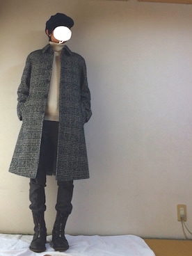「オーバーサイズコート」｜「アイテム（その他アウター）」を使った、tebaさん（メンズ・166cm）の冬コーディネート