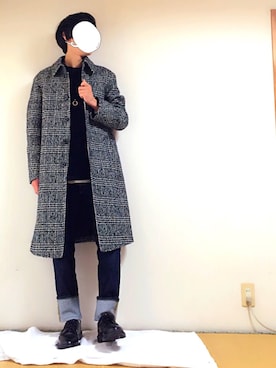 「オーバーサイズコート」｜「アイテム（スウェット）」を使った、tebaさん（メンズ・166cm）の冬コーディネート