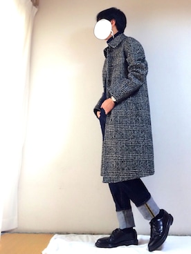 「オーバーサイズコート」｜「アイテム（腕時計）」を使った、tebaさん（メンズ・166cm）の冬コーディネート