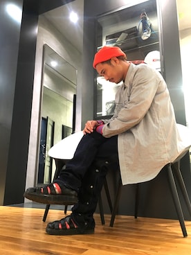 「＃デニム」｜「アイテム（帽子）」を使った、Yanasanさん（メンズ・159cm）の夏コーディネート