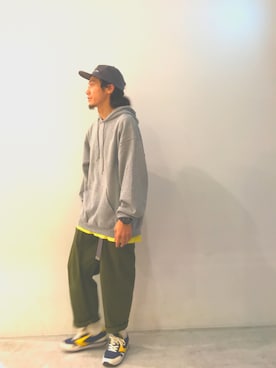 「SEVENDAYS=SUNDAY（セブンデイズサンデイ）のアイテム（帽子）」を使った、伊宝田優真さん（メンズ・175cm）の秋コーディネート