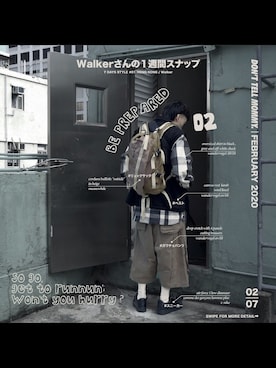 「meanswhile（ミーンズワイル）のアイテム（バックパック/リュック）」を使った、donttellmommyさん（メンズ・184cm）の春コーディネート