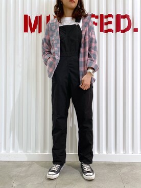 「MILKFED.（ミルクフェド）のアイテム（オールインワン・サロペット）」を使った、のろまいさん（レディース・167cm）の春コーディネート