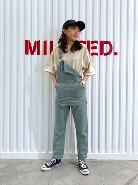 「MILKFED.（ミルクフェド）のアイテム（オールインワン・サロペット）」を使った、のろまいさん（レディース・167cm）の春コーディネート