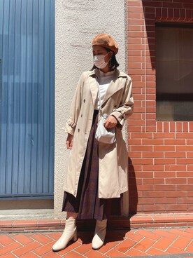 「RETRO GIRL（レトロガール）のアイテム（トレンチコート）」を使った、Misakiさん（レディース・170cm）の春コーディネート
