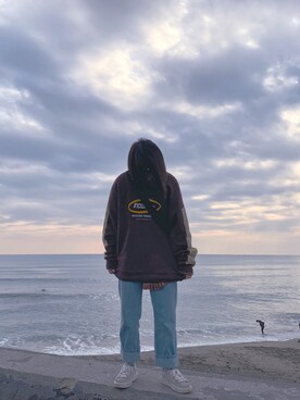 「NCOVERのアイテム（トップス、ブラウン系）」を使った、チォユさん（レディース）の秋コーディネート