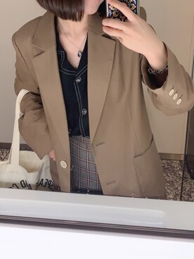 「SPAO（スパオ）のアイテム（シャツ/ブラウス、ブラック系）」を使った、チォユさん（レディース）の秋コーディネート