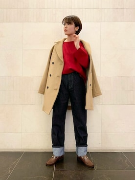 「シップス フォー ウィメン(SHIPS for women)」｜「アイテム（ピーコート）」を使った、毛利さん（レディース・162cm）の冬コーディネート