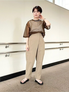 「SHIPS（シップス）のメタルボールネックレス 45cm（ネックレス）」を使った、毛利さん（レディース・162cm）の夏コーディネート