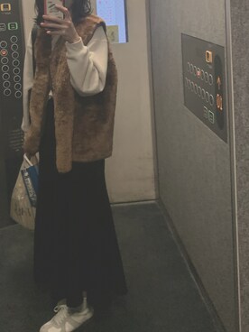 「UNIQLO（ユニクロ）のワッフルクルーネックT（7分袖）（Tシャツ/カットソー）」を使った、ネさん（レディース・160cm）の春コーディネート