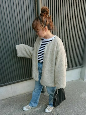 「CLANE（クラネ）のアイテム（ミリタリージャケット）」を使った、maikoさん（レディース・155cm）の冬コーディネート