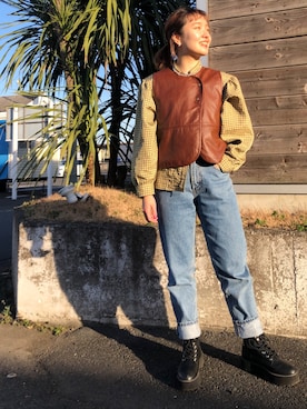 「Eddie Bauer（エディーバウアー）のアイテム（パンツ）」を使った、KOTOmiさん（レディース・158cm）の冬コーディネート