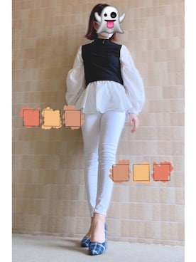 「rienda（リエンダ）のSpring color ジャストウエスト アンクルパギンス（デニムパンツ、ホワイト系）」を使った、kaoriさん（レディース・159cm）の秋コーディネート