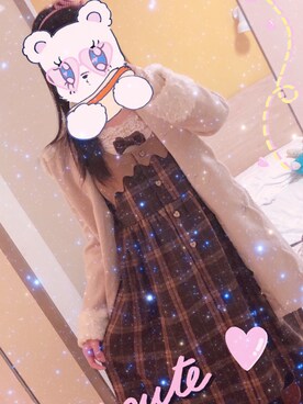 「axes femme（アクシーズファム）のアイテム（ダッフルコート）」を使った、棕绿格子裙さん（レディース・166cm）の秋コーディネート