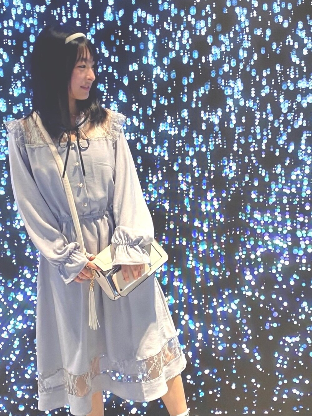 「パステル映える春、TORTE、量産型」｜「TORTEのアイテム（ワンピース、ブルー系）」を使った、♕ Momoka *⑅さん（レディース・152cm）の春コーディネートの1枚目の写真
